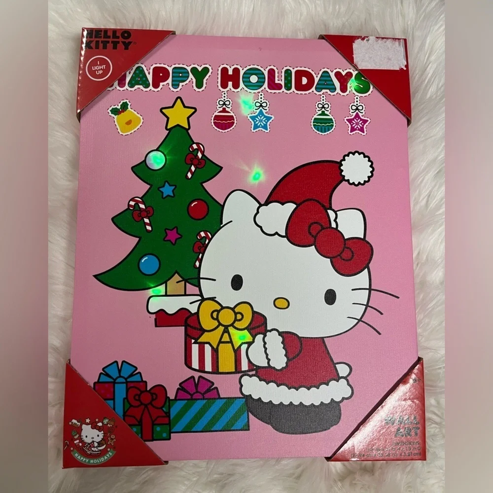 🆕 Hello Kitty Christmas Light Up Wall Art - Happy Holidays Battery Operated